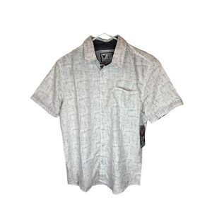 The Normal Brand Men's XL White Geometric Short Sleeve Button-Up Shirt C…